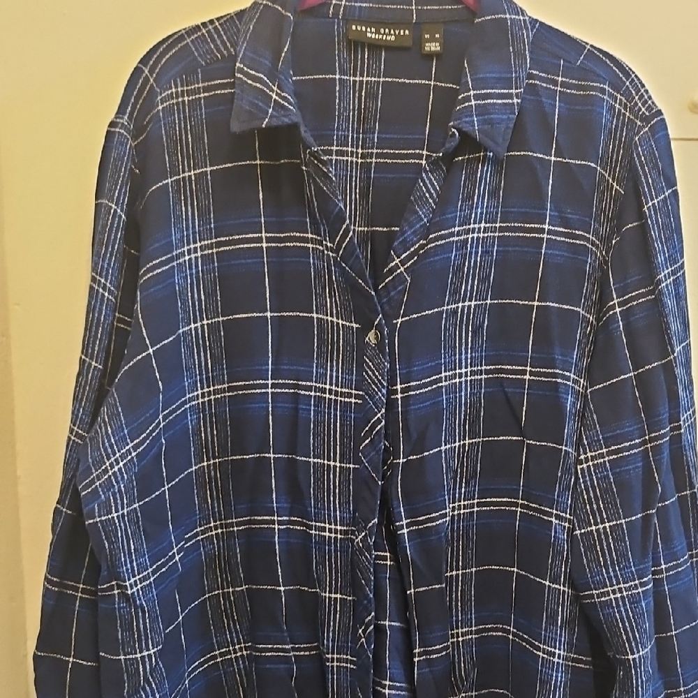 Blue Plaid Button-Up Shirt